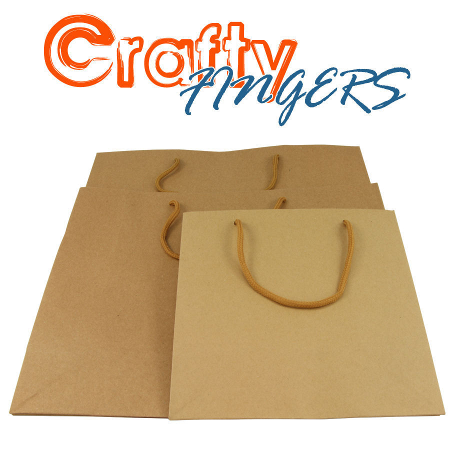 50 x CRAFT PAPER GIFT CARRY SHOPPING BAGS BULK BROWN SMALL MEDIUM LARGE - Picture 9 of 28