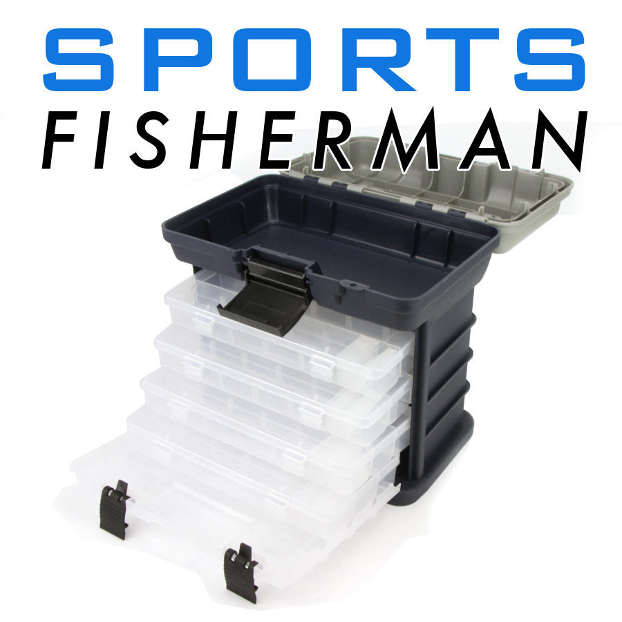 Tackle Box 4 Removable Tackle Tray System With Top Bulk Storage Fishing