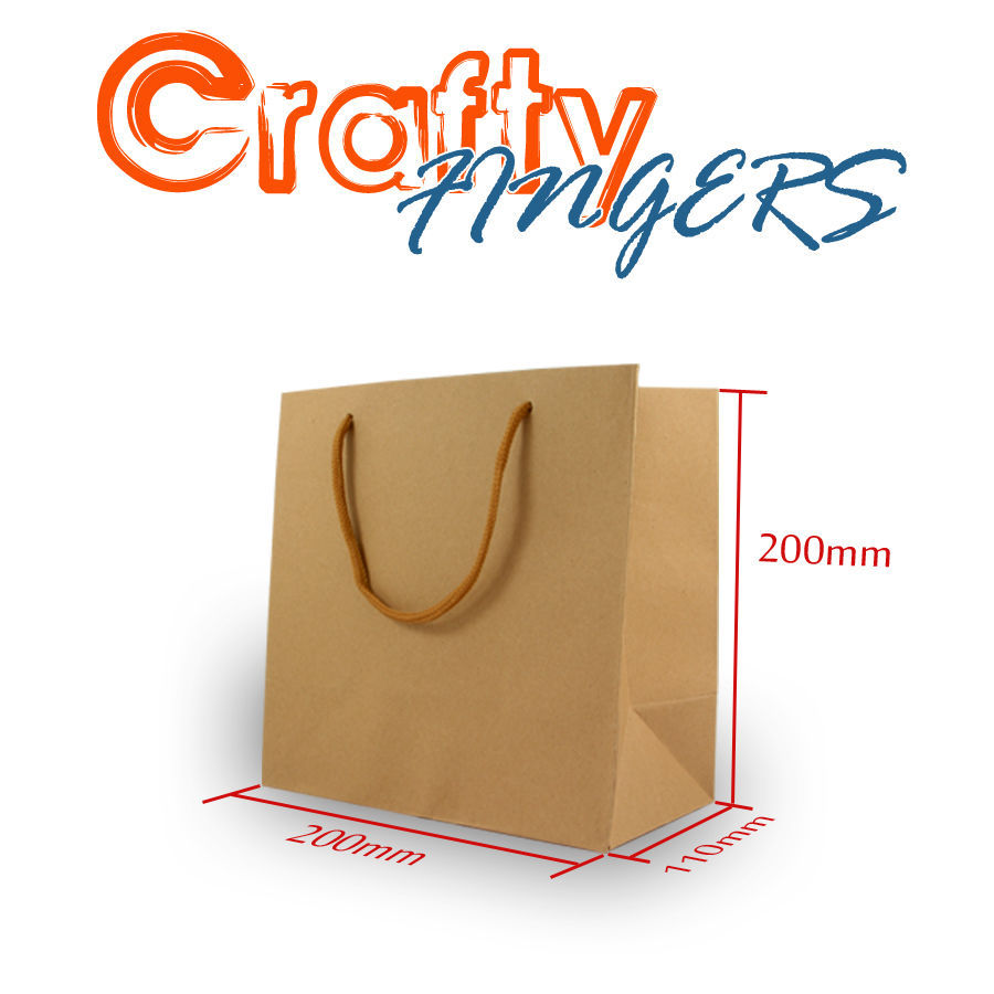 50 x CRAFT PAPER GIFT CARRY SHOPPING BAGS BULK BROWN SMALL MEDIUM LARGE - Picture 12 of 28
