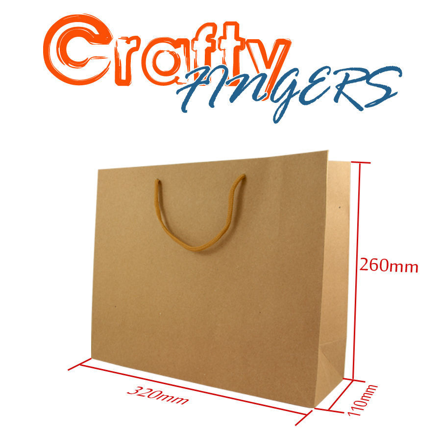 50 x CRAFT PAPER GIFT CARRY SHOPPING BAGS BULK BROWN SMALL MEDIUM LARGE - Picture 13 of 28