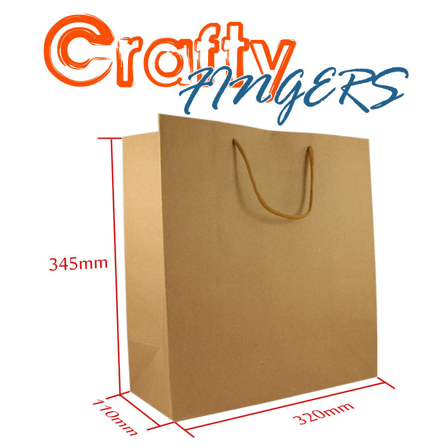 50 x CRAFT PAPER GIFT CARRY SHOPPING BAGS BULK BROWN SMALL