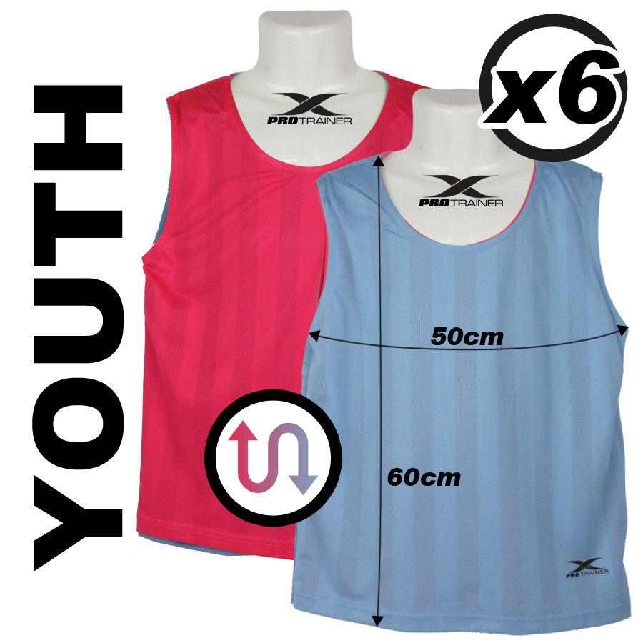 6x REVERSABLE TRAINING BIBS SPORTS soccer football rugby mesh 2 SIZES