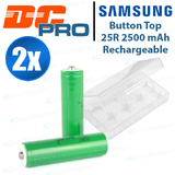 2X Samsung INR 18650 25R 2500mAh 20A HIGH CURRENT Button Top with Carry Box