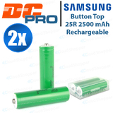 2X Samsung INR 18650 25R 2500mAh 20A HIGH CURRENT Button Top with Carry Box