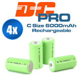 4x 6000mah C Size NI-MH Rechargeable Cell Battery 6000-mah NIMH Batteries 1.2V