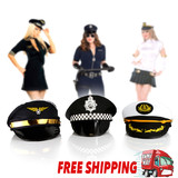 Pilot Navy Captain Police Cap Hats Party Fancy Dress