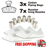 Reusable Cotton Piping Bag Russian Icing  Nozzles Tips Cake Decorating Tool