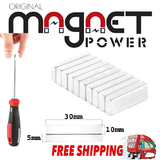 10x Super Strong Magnets Block Rare Earth Cuboid Neodymium 30mm × 10mm × 5mm
