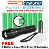 Flashlight Torch + Batteries 2500mAh Lithium Li-Ion 3.7v Rechargeable Battery
