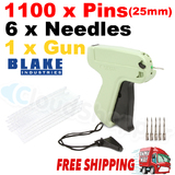 Clothes Garment Price Label Tagging Tags Gun Machine+1100 Barbs(25mm)+6 Steel Needles