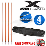 4x Spike Agility Slalom Training Poles With Spike Base 2 Section Orange