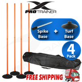 4x Orange Agility Slalom Training Poles With Turf + Spike Base