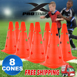8 Pack Orange Fitness Agility Sports Training Markers Cones Soccer Rugby