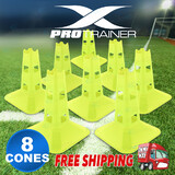 8 Pack Fluro Green Fitness Agility Sports Training Markers Cones Soccer Rugby