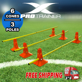 Fluro Orange Hurdle Cone Set Agility Poles Agility Ladder Speed Training Equipment Adjustable