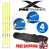 4 PACK AGILITY POLE IN CARRY BAG WITH FLEXIBLE SPRING SPIKE
