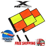 2X Referee Soccer Flag Football Training Linesman Pendant Flag Pole Foam Handle