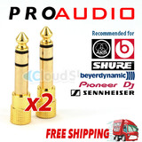 2 x 3.5mm Gold Jack Socket to 6.35mm Plug Headphone Adapter DJ Studio
