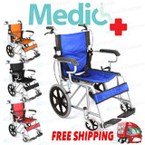Solid wheel Folding Wheelchair 16 inch Manual Mobility Aid Brakes Light Weight