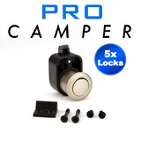Push Lock Latch Knob (Satin Grey) 5 Locks - Caravan Motorhome Boat - Drawer Cupboard