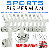 12x Alloy Rod Holder - Strong Marine Aluminium Fishing with Rail Bracket Mount