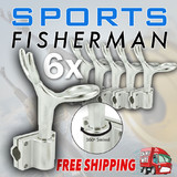 6x Alloy Rod Holder - Strong Marine Cast Aluminium Fishing with Rail Bracket Mount