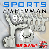 8x Alloy Rod Holder - Strong Marine Cast Aluminium Fishing with Rail Bracket Mount