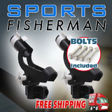 2x Fishing Rod Holder Boat Mount Rack Kayak Adjustable Side Tackle Black Marine