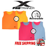 6x REVERSABLE TRAINING BIBS SPORTS soccer football rugby mesh 2 SIZES - New