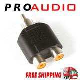 Y Double Adaptor 1RCA Male to 2RCA Female for RCA Cables