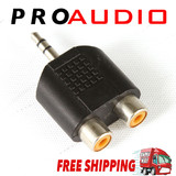 3.5mm Stereo to 2x RCA Female Sockets Y Split Audio Adaptor Adapter
