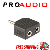 Male 3.5mm Plug To 2 Female 3.5mm Stereo Sockets Audio Adaptor