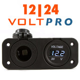 Power Outlet DC 12V-24V Cigarette Lighter & round volt meter Voltmeter LED panel