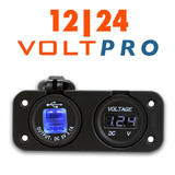 USB Socket Charger Adapter & Voltmeter Voltage Meter For car boat wate resistant