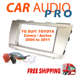 TO SUIT TOYOTA AURION CAMRY 07-11 DOUBLE DIN FACIA FASCIA KIT +ISO WIRING HARNESS