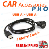 1M Car Dash board Flush Mount USB Male to Female Socket Extension Panel Cable