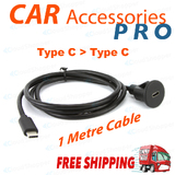 1M Car Dash board Flush Mount TYPE-C Male to TYPE-C Female Socket Extension Panel Cable