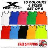 6x FOOTBALL TRAINING BIBS Vests Soccer Rugby Basketball Sports Cricket Netball