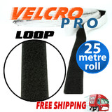 25 Metre Black Loop Sew On Tape Fastener 25mm Adhesive Touch