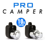 Push Lock Latch Knob (Chrome) 10 PACK - Caravan Motorhome Boat - Drawer Cupboard