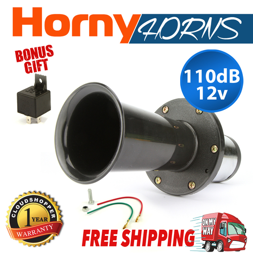 12V BLACK KLAXTON AHHOOOGAH OLD STYLE VINTAGE AIR HORN CHROME KLAXON CAR Truck