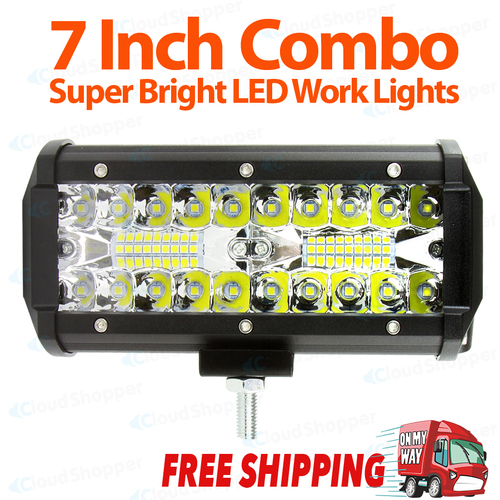 7inch CREE LED Light Bar Spot Flood Combo Work Driving Lights OffRoad 4WD