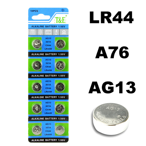 LR44 A1G13 A76 Batteries Alkaline Button Cell 1.5V Battery 10Pcs