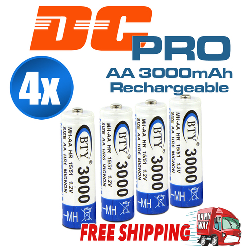 BTY AA Rechargeable Battery Recharge Batteries 1.2V 3000mAh Ni-MH OZ