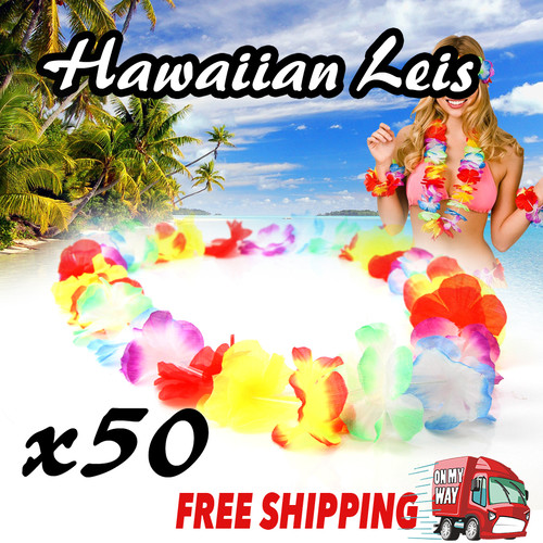 50 Pcs Hawaiian Party Flower Lei Leis For Hula Costume Dress 105cm
