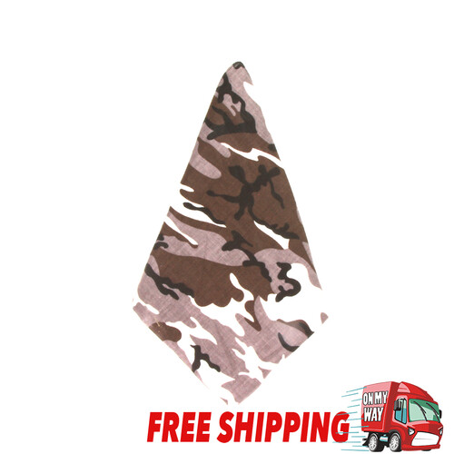 100% Cotton Brown Camo Camouflage Military Designer Durag Bandana Scarf Bandanna