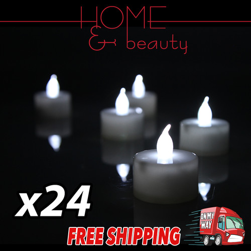 24x LED TEA LIGHT TEALIGHT CANDLE FLAMELESS WEDDING DECORATION BATTERY INCLUDED