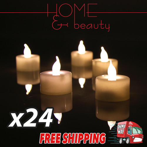 24x LED TEA LIGHT TEALIGHT CANDLE FLAMELESS WEDDING DECORATION BATTERY INCLUDED