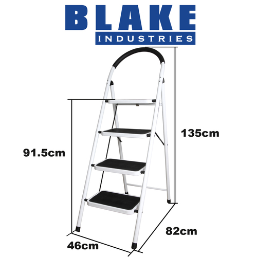 Steel Ladder 4 Step (135cm) - Black and White