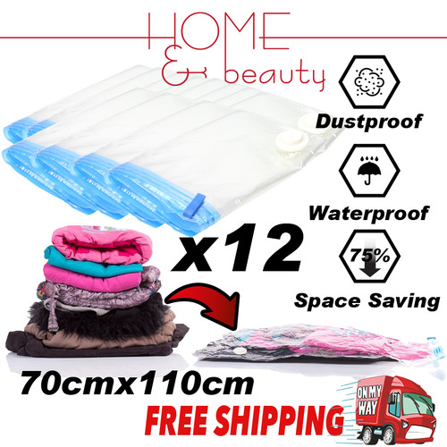 12x Jumbo Vacuum Storage Bags Saver Slide Seal Space Saving Experts 70X110cm
